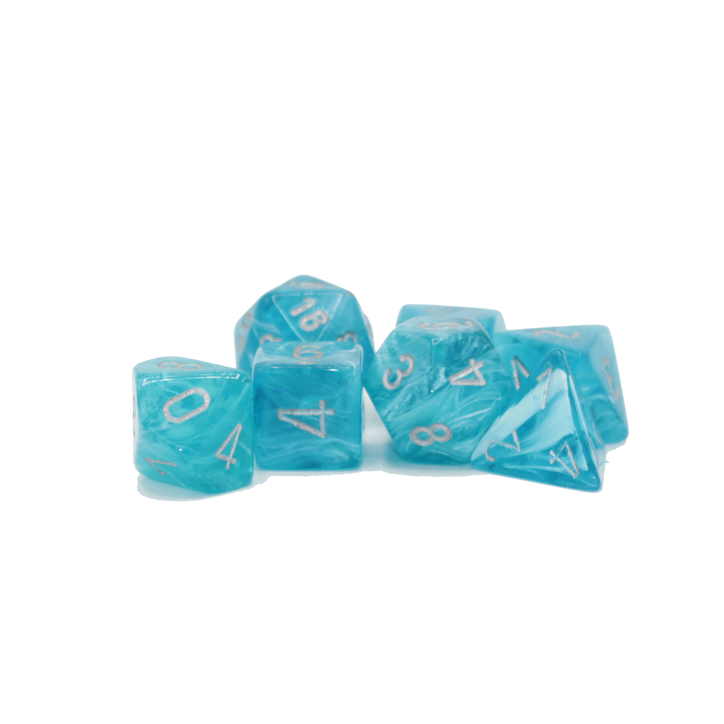 Cirrus - Aqua and Silver Dice Set