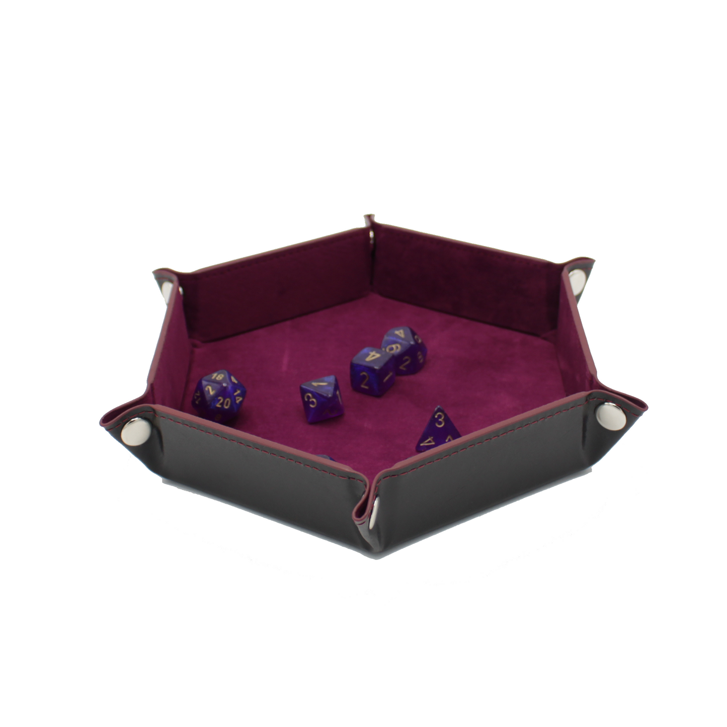 Hexagon Foldable Dice Tray - Burgundy