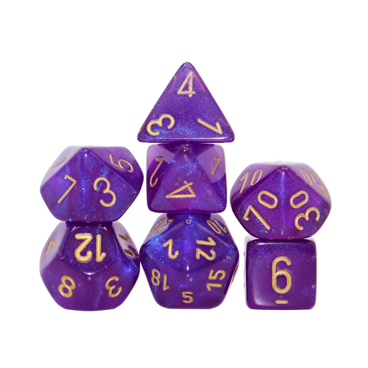 Borealis Luminary - Royal Purple and Gold Dice Set