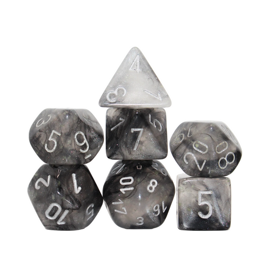 Borealis Luminary - Smoke and Silver Dice Set