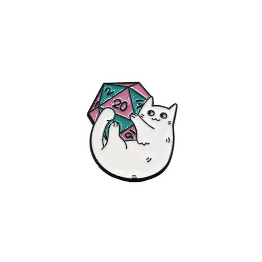 D&D Enamel Pin - Cat with D20