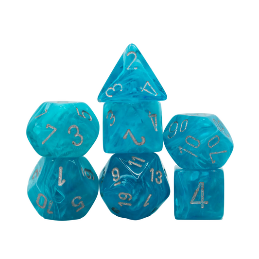 Cirrus - Aqua and Silver Dice Set