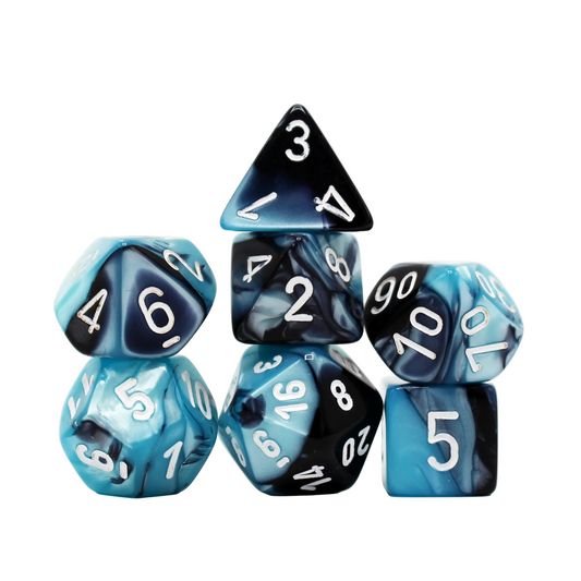 Gemini - Black, Shell and White Dice Set