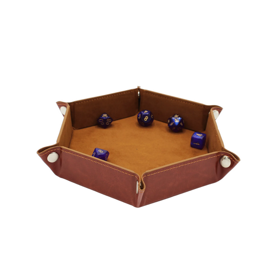 Hexagon Foldable Dice Tray - Brown