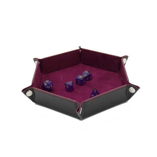 Hexagon Foldable Dice Tray - Burgundy