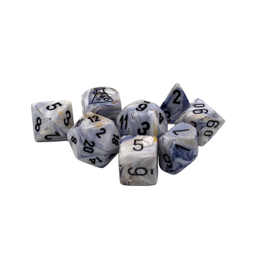 Lab Dice -  Marble Calcite and Blue Dice Set