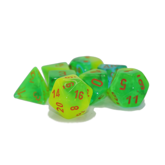 Lab Dice - Plasma Green, Teal and Orange Dice Set