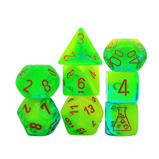 Lab Dice - Plasma Green, Teal and Orange Dice Set