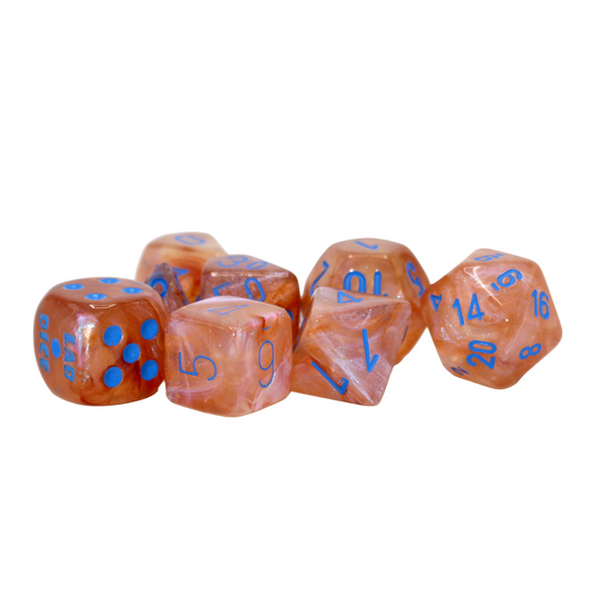 Lab Dice - Rose Gold and Light Blue Dice Set