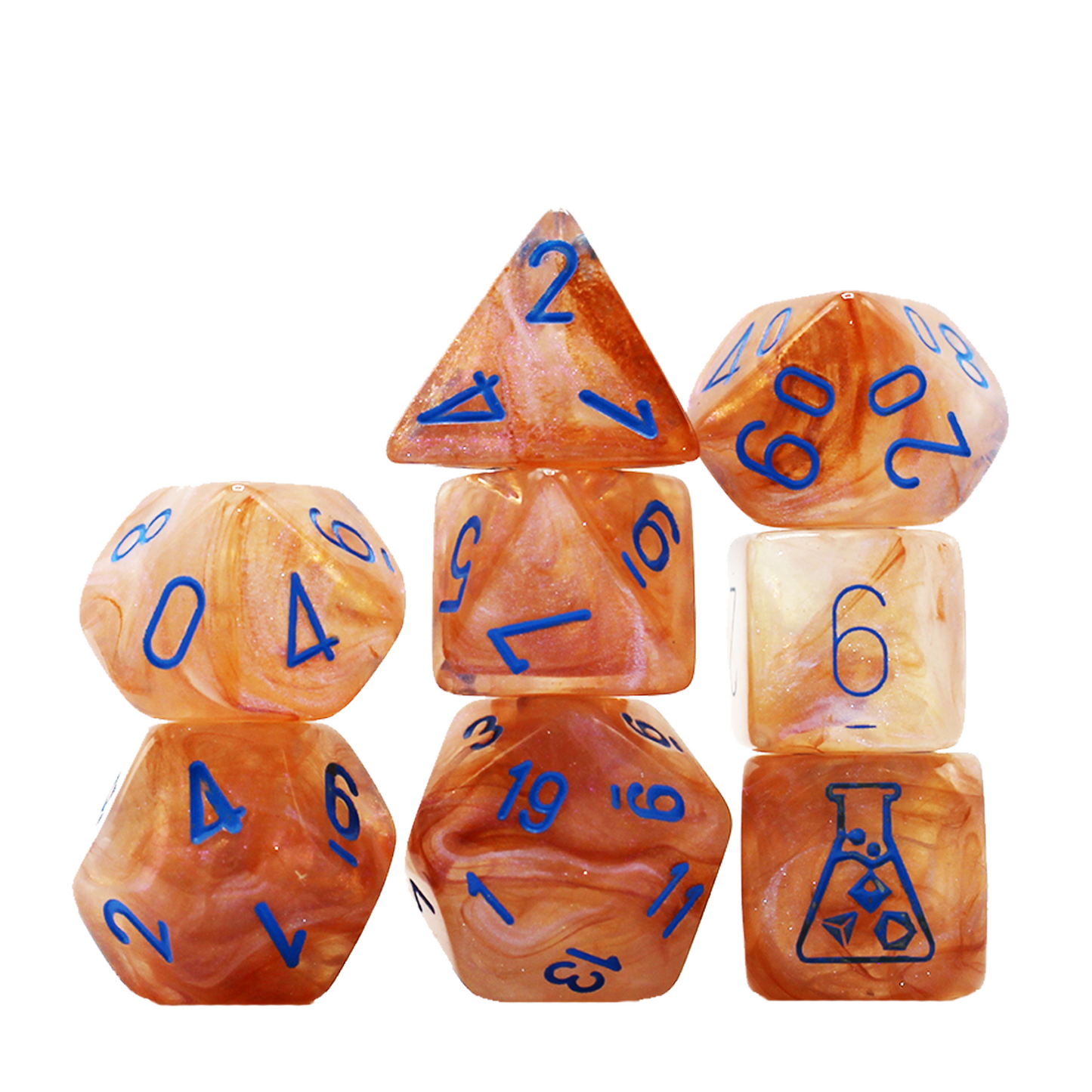 Lab Dice - Rose Gold and Light Blue Dice Set