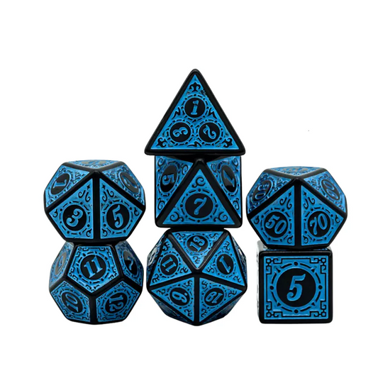 Blue Lattice Pattern Dice Set