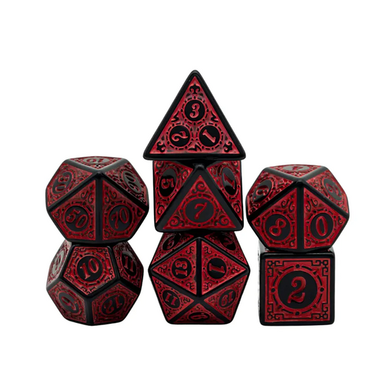 Red Lattice Pattern Dice Set