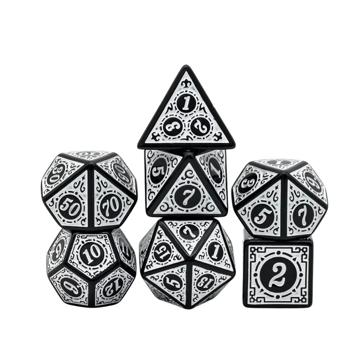 White Lattice Pattern Dice Set