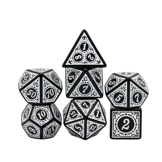 White Lattice Pattern Dice Set
